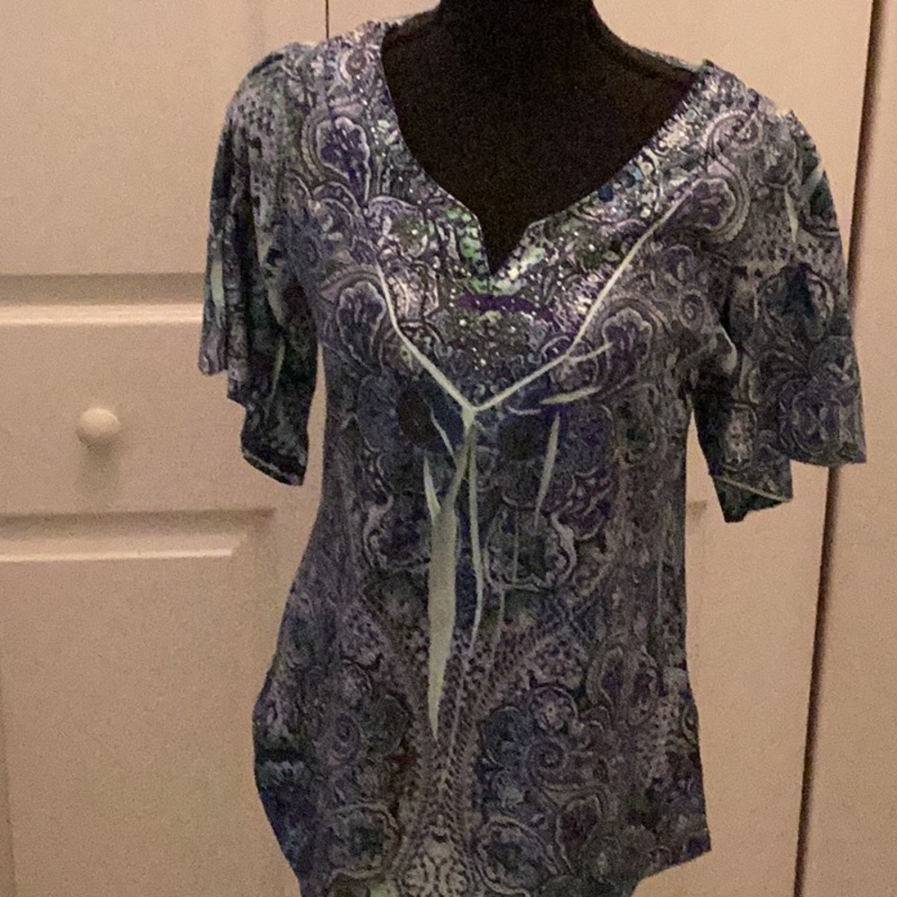 🦋NWOT Awesome One World Size Small Bohemian Style Top So Much Fun To Wear 🦋 - Picture 4 of 9